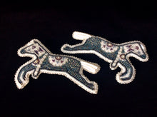 Load image into Gallery viewer, Hooded Horse Earrings with Dentalium Shells and Beaded Intricate Geometric Symbols (Hood, etc.)