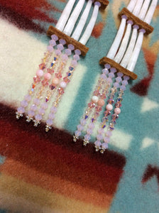 3-Tier Dentalium Earrings – Shimmery Shades of Rose –Oginiiwaanzo Es-Naabizhebizonan – Pink "Shell" Earrings