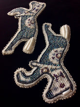 Load image into Gallery viewer, Hooded Horse Earrings with Dentalium Shells and Beaded Intricate Geometric Symbols (Hood, etc.)