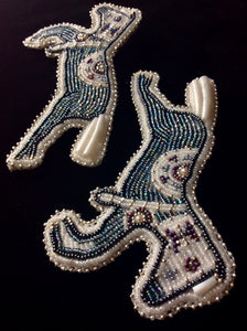 Hooded Horse Earrings with Dentalium Shells and Beaded Intricate Geometric Symbols (Hood, etc.)