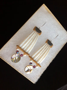 1-Tier Dentalium Earrings w/Abalone Shell