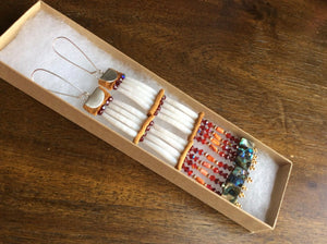 2-Tier Dentalium Earrings w/Abalone & Natural Spiny Oyster (Es-Naabishebizonan)