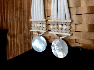 Waabishki Es Naabishebizonan - White Shell Earrings