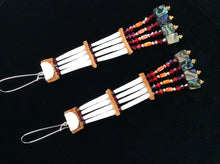 Load image into Gallery viewer, 2-Tier Dentalium Earrings w/Abalone &amp; Natural Spiny Oyster (Es-Naabishebizonan)