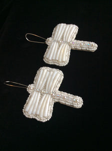 Elegant Dragonfly Dentalium Earrings w/Genuine Freshwater Pearl