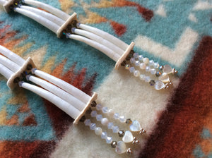 3-Tier Dentalim Earrings –  White Turtle  "Shell" Earrings - Waabishkaanzo Mikinaak Es-Naabishebizonan