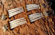 Shades of Gold Dentalium Earrings (Ozaawaa-zhooniyaawaanzo Es-Naabishebizonan - Gold Shell Earrings)