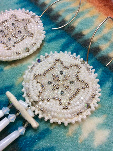 3-Tier Dentalim Earrings –  White Turtle  "Shell" Earrings - Waabishkaanzo Mikinaak Es-Naabishebizonan