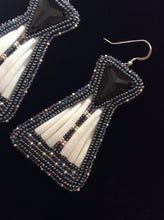 Load image into Gallery viewer, Dentalium Earrings – Black Tipi – Makadewaa-Bajiishka&#39;ogaan – Dentalium Earrings