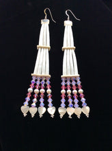 Load image into Gallery viewer, 2-Tieir Dentalium Earrings – Shades of Rose (Es-Naabishebizonan – Shell Earrings)