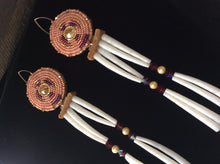 Load image into Gallery viewer, 4-tier Dentalium Earrings w/Beaded Thunderbird