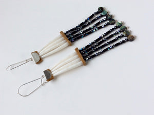 Dentalium Earrings – Abalone, & Black Onyx Earrings - As–Naabishebizonan (Shell Earrings)