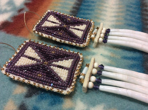 3-Tier Dentalium Earrings – Purple Butterfly "Shell" Earrings – Miinaanzo Memengwaa Es-Naabishebizonan