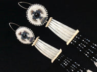 Dentalium Shell Earrings (Makade Animikii Es-Naabishebizonan – Black Thunderbird Shell Earrings)