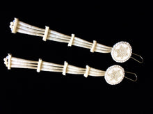 Load image into Gallery viewer, 4-Tier Dentalium Shell Earrings W/Beaded Turtle (Silver, White. &amp; Crystal Beads)