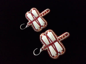 Ruby Red Dentalium Shell Dragonfly Earrings