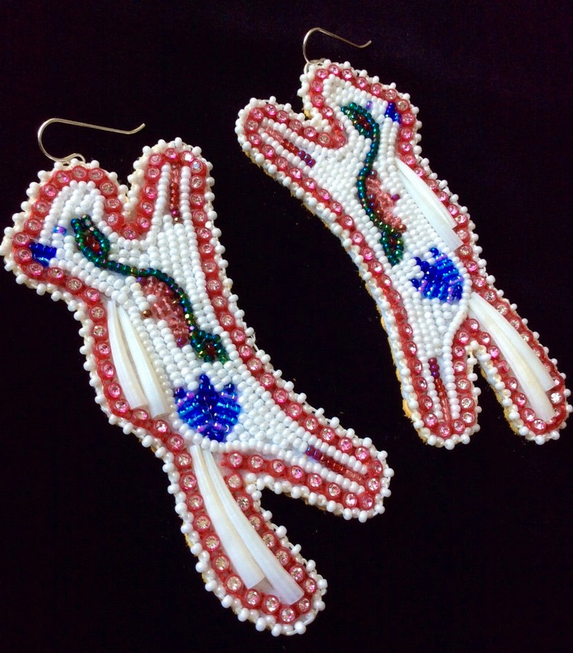 White Horse Dentalium Shell Earrings