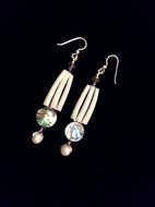 Dentalium, Abalone Shell, & Fresh Water Pearl Earrings