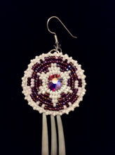 Load image into Gallery viewer, Sacred White Turtle Dentalium Earrings With Purple Background