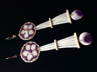 Dentalium Shell Earrings with Wampum Drops