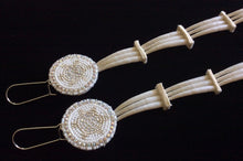 Load image into Gallery viewer, 4-Tier Dentalium Shell Earrings W/Beaded Turtle (Silver, White. &amp; Crystal Beads)