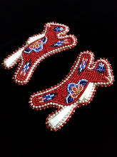 Load image into Gallery viewer, Red Horse Dentalium Earrings w/beaded floral images