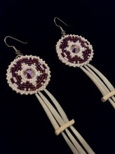 Load image into Gallery viewer, Sacred White Turtle Dentalium Earrings With Purple Background