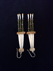 Green Dentalium Shell Earrings