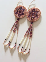 Load image into Gallery viewer, Dark Red Beaded Turtle Earrings with Porcupine Quills