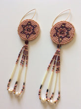 Load image into Gallery viewer, Dark Red Beaded Turtle Earrings with Porcupine Quills